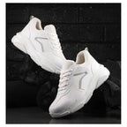 Women's Casual Mesh Printed Lace-Ups Shoes (White)