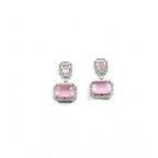 Women's Brass Silver Plated Drop Earrings (Pink)