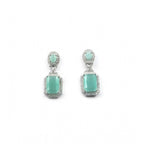 Women's Brass Silver Plated Drop Earrings (Turquoise)