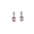 Women's Brass Silver Plated Drop Earrings (Pink)
