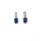 Women's Brass Silver Plated Drop Earrings (Blue)