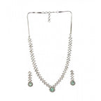 Women's Brass Silver Plated Necklace set (Turquoise)