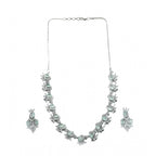 Women's Brass Silver Plated Necklace set (Turquoise)
