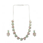 Women's Brass Silver Plated Necklace set (Multicolor)