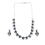Women's Brass Silver Plated Necklace set (Blue)