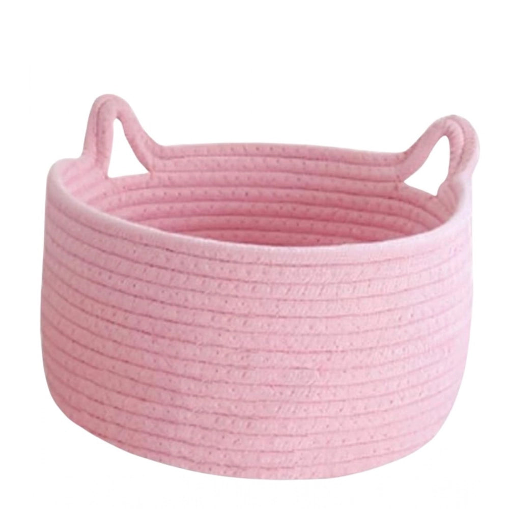 Cotton Pack Of_1 Plain Cat Basket 9x5 Inch (Pink)