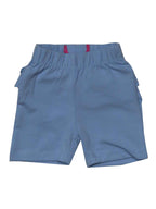 Baby Girls Knit Shorts With Frill Trims Blue