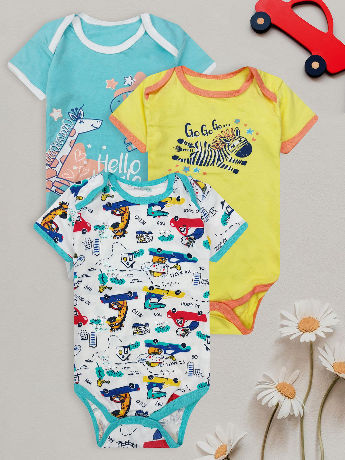 Baby 3 pack S/S Bodysuits Mixed