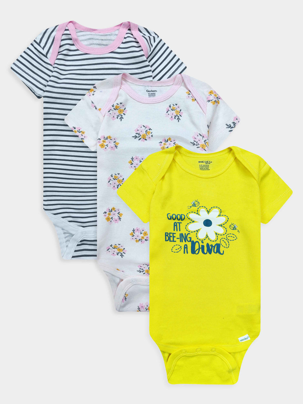 Baby 3 pack S/S Bodysuits Mixed