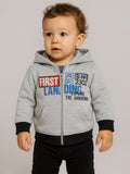 Boys Grey Melange Full Zipper Sweatshirt