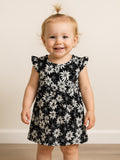 Baby Girls Black Flower Viscose Dress