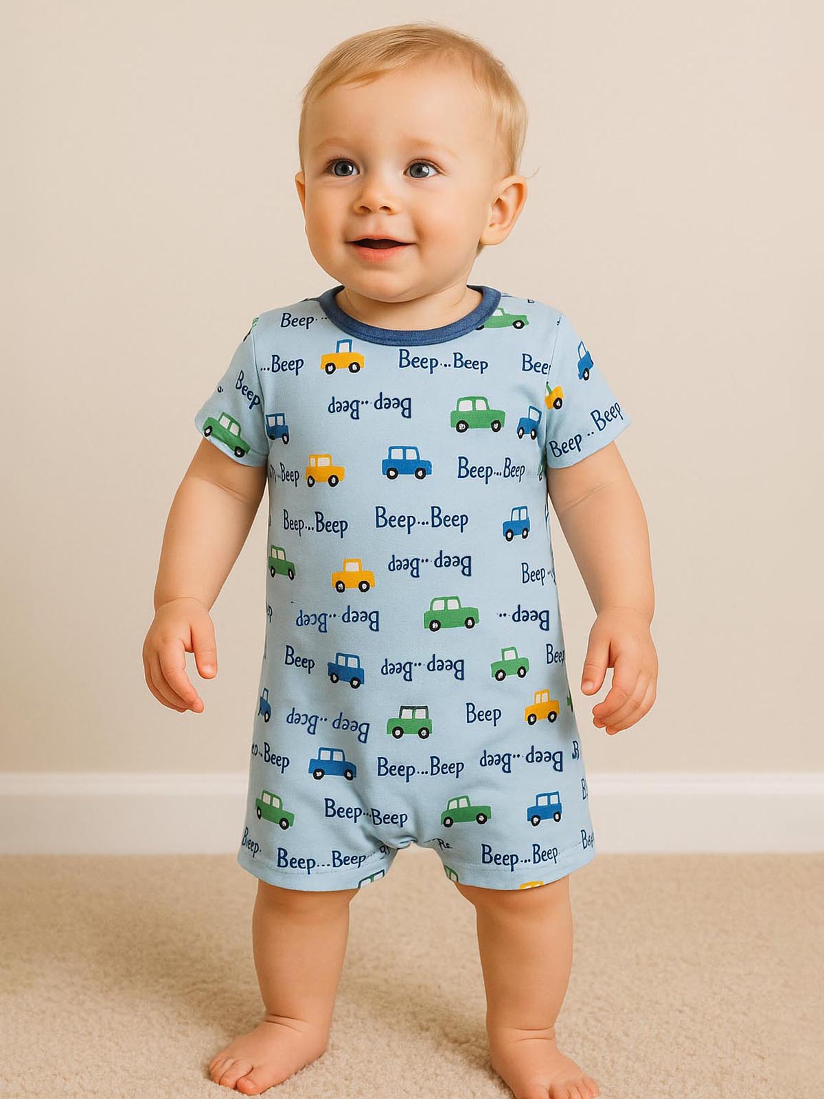 Baby Boy Printed Blue Playsuits