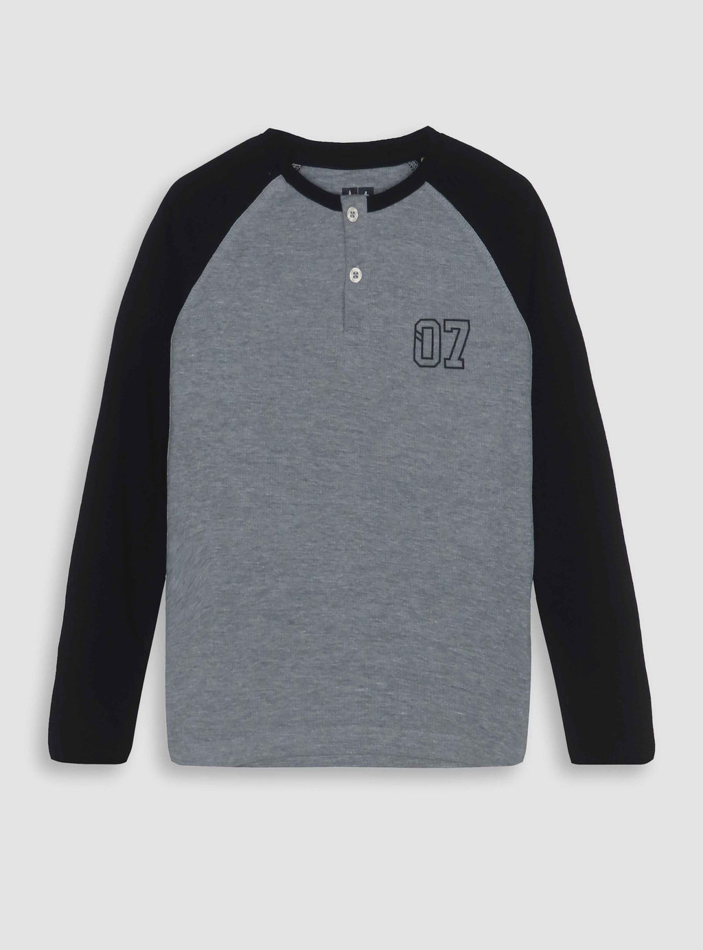 Boys Waffle Henley Grey T-Shirt POS