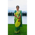 Women's Litchi silk Printed Saree With Unstitched Blouse (Light Green)