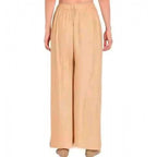 Women's Casual Rayon Solid Ankle Length Palazzo (Golden , Free Size)