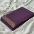 Women's Crepe Chit Pallu Solid Saree With Unstitched Blouse 5.5Mtr (Violet)