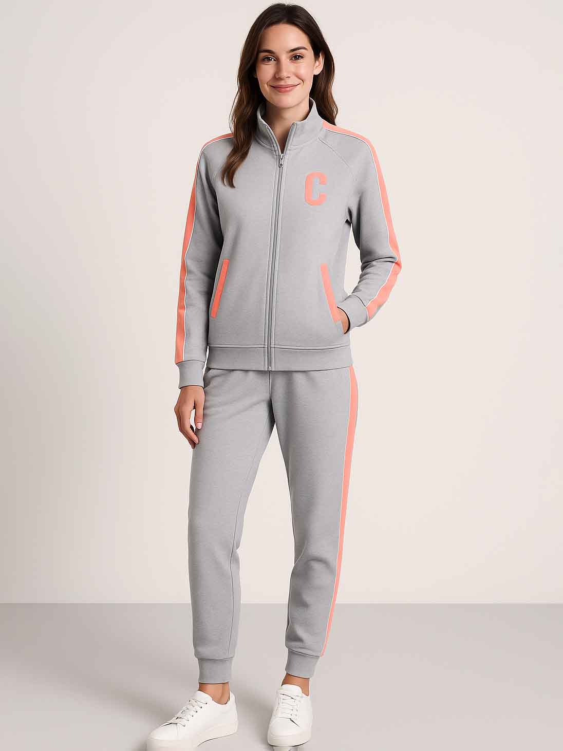 Ladies Winter 2 Pc Full Zipper Set Grey