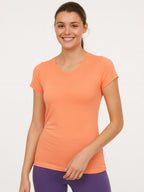 Ladies Sporty Fitness Orange T Shirt