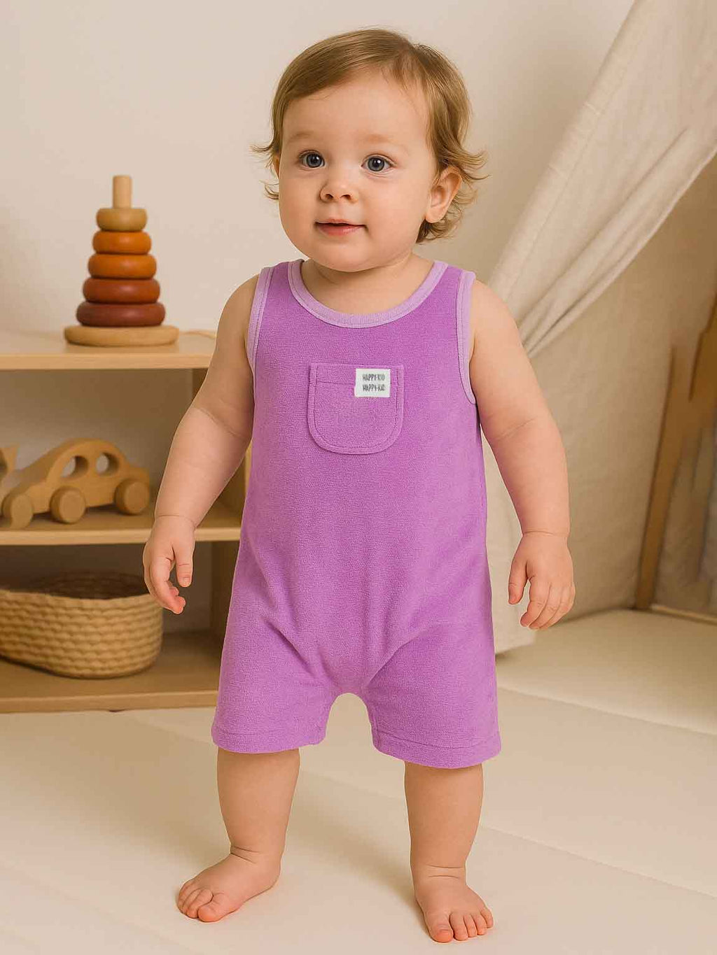 Mini Baby Sleeveless Terry Playsuit Pink