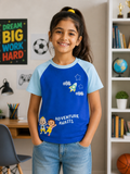 Girls Blue Printed T-Shirt