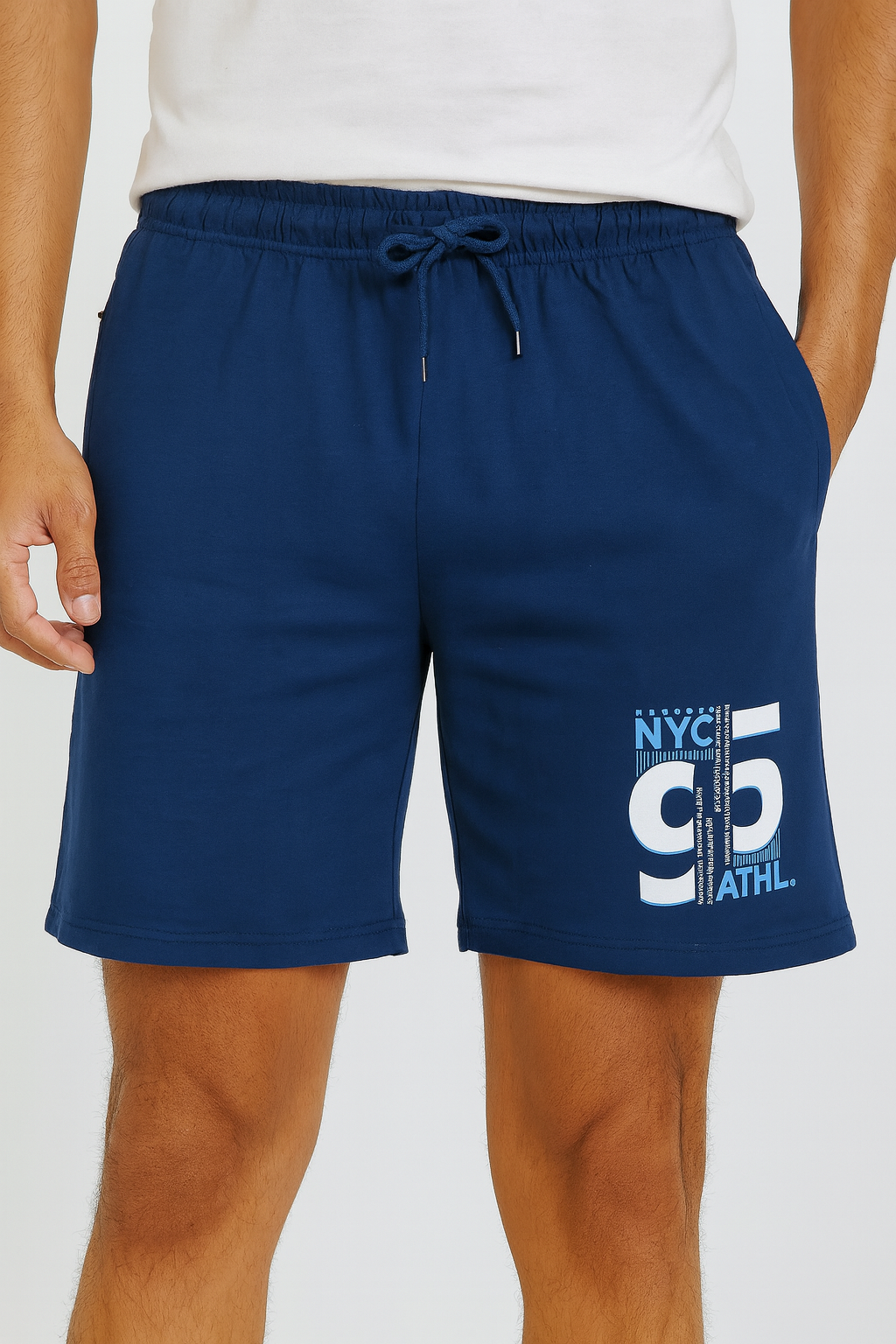 Mens French Terry Knit Shorts | Navy Blue