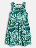 Girls Printed Dress Green AOP