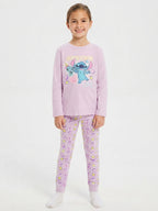 Girls Printed Lilac Pyjama Set
