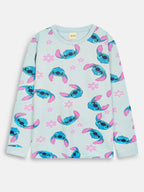 Girls Printed Blue Pyjama Set