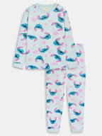 Girls Printed Blue Pyjama Set