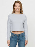 Ladies Fleece Pullover Cropped Sweatshirt Grey Melange