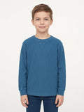 Boys Textured Denim Blue T Shirt