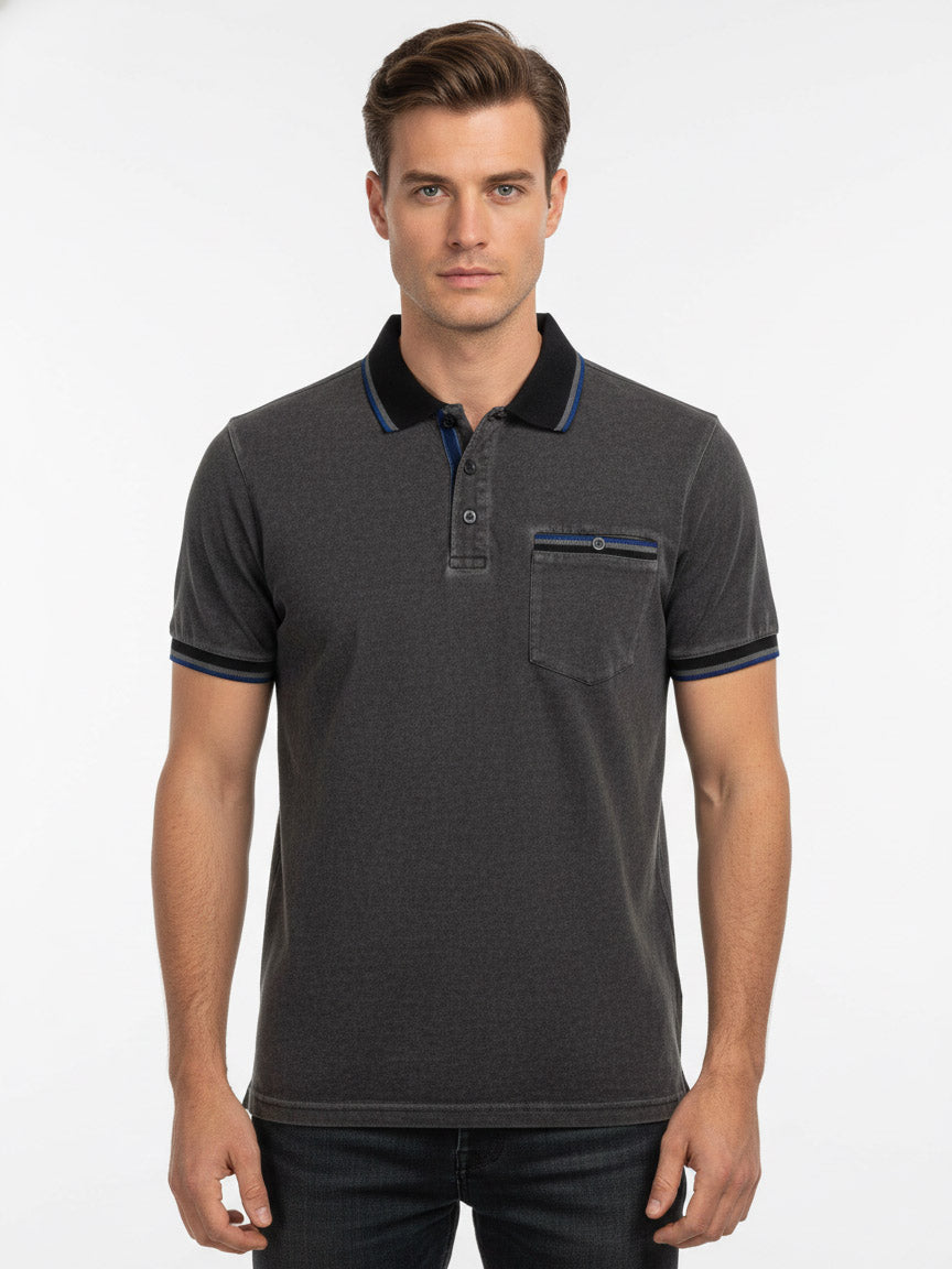 Mens Garment Dyed Stretch Polo