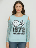 Ladies Winter T Shirt With Crochet Sleeve