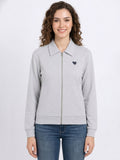 Ladies Full Zipper Grey Cardigan
