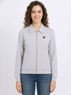 Ladies Full Zipper Grey Cardigan