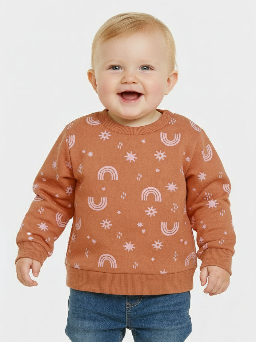 Baby Girls Light Orange Pullover Sweatshirt