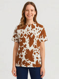 Ladies Brown AOP Top