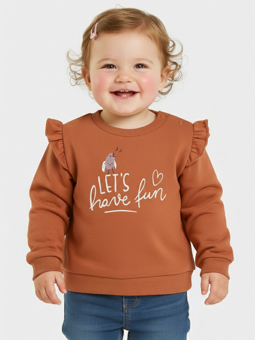 Baby Girls Brown Pullover Sweatshirt