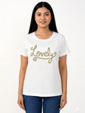 Ladies Applique White T-Shirt