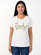 Ladies Applique White T-Shirt