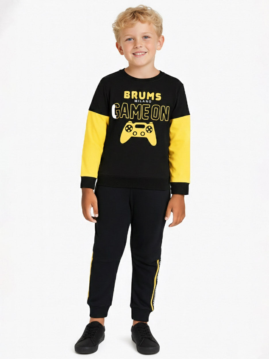 Boys Black Outer Wear Sets Sweatshirt And Jogger