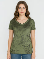 Ladies Printed V Neck Top