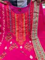 Pakistani Reshmi Suit Set | Pure Diamond Silk with Schiffli Hand Work