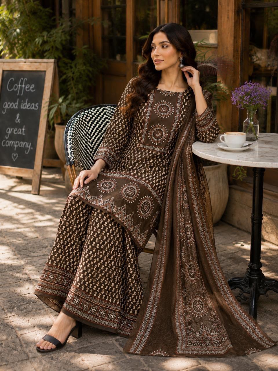 Cotton Block Print Sharara | Gopi Dress Set