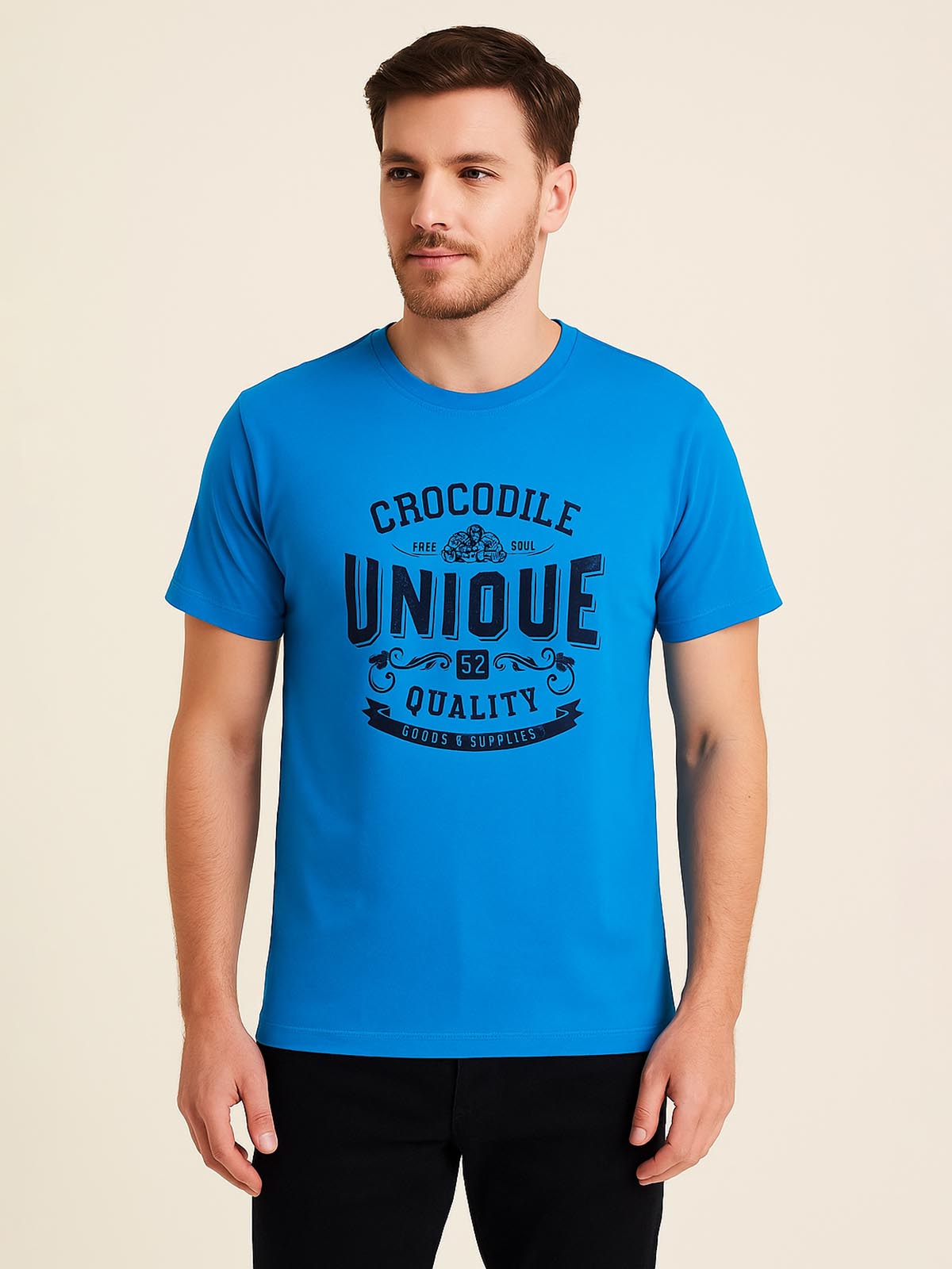 Mens Printed Blue T-Shirt