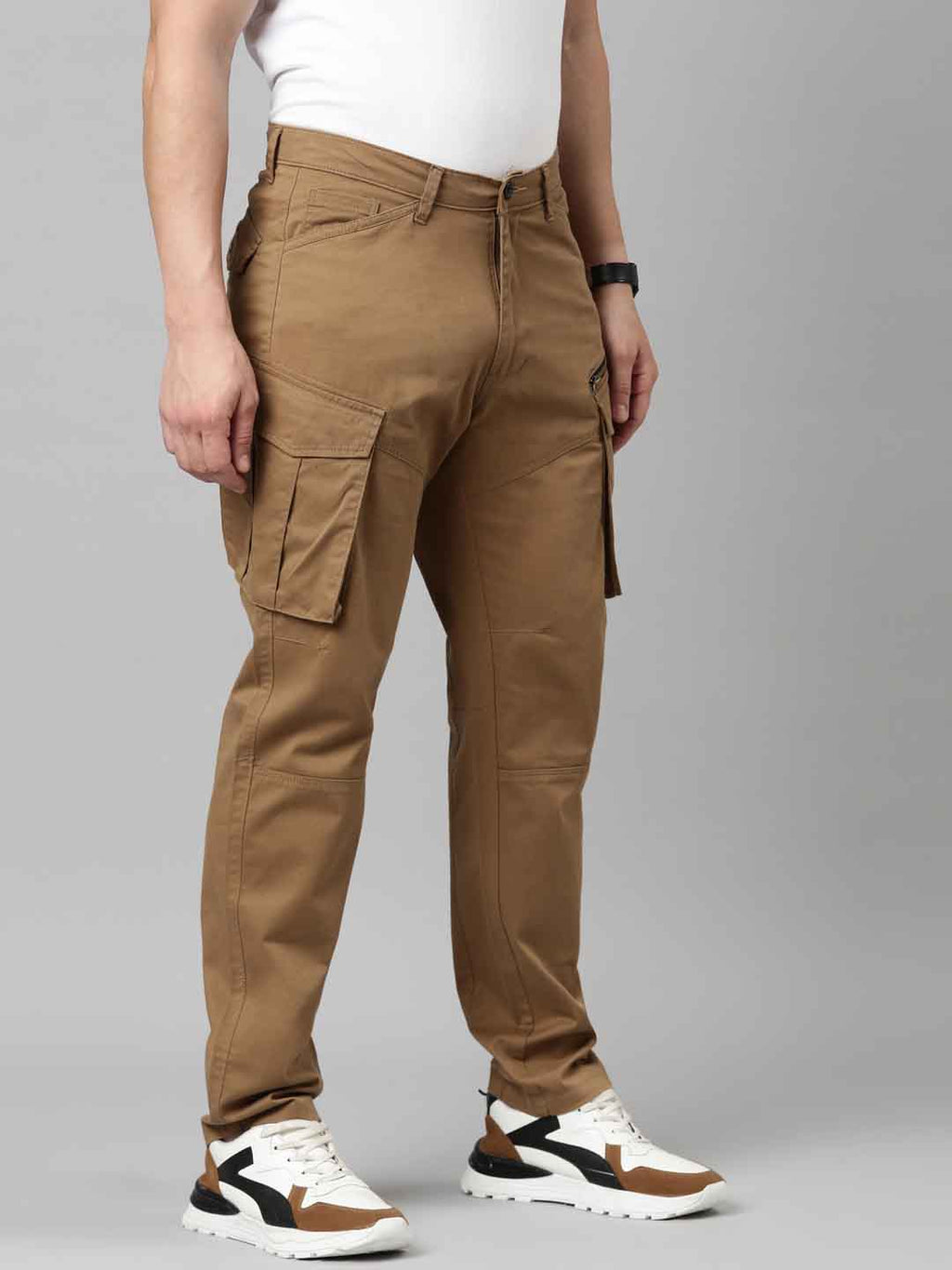 Mens Woven Brown Cargo Pant