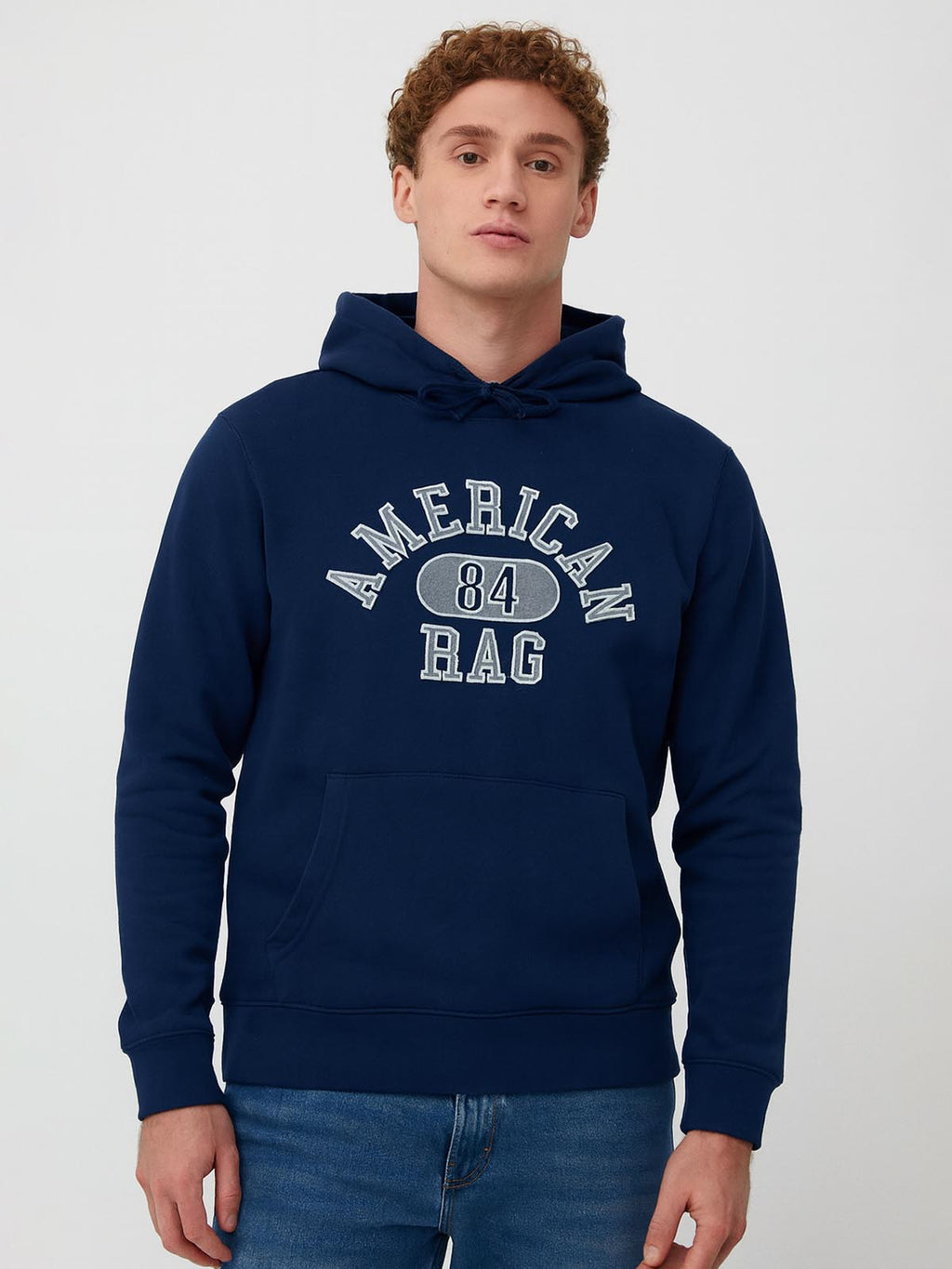 Mens Hooded Pullover Navy Sweatshirt