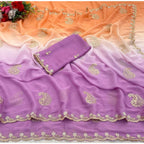 Women's Digital Printed Geogette Saree With Unstitched Blouse (Wine, 5-6 Mtrs)