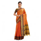 Women's Silk Blended Jaquard Woven Saree With Unstitched Blouse 5.5Mtr (Orange)