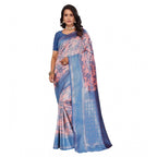 Women's Banarasi Silk Jaquard Woven Saree With Unstitched Blouse 5.5Mtr (Pink)
